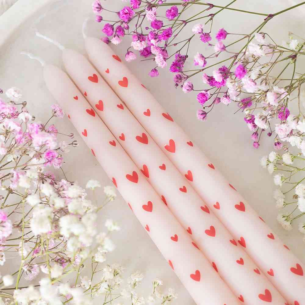 Something Different - Set of 3 Love Heart Taper Candle - Multicolours